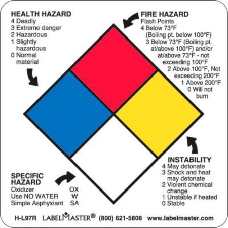 AMERICAN LABELMARK CO LabelMaster® H-L97R NFPA® Standard Label, 2" x 2", Paper, 500/Roll H-L97R